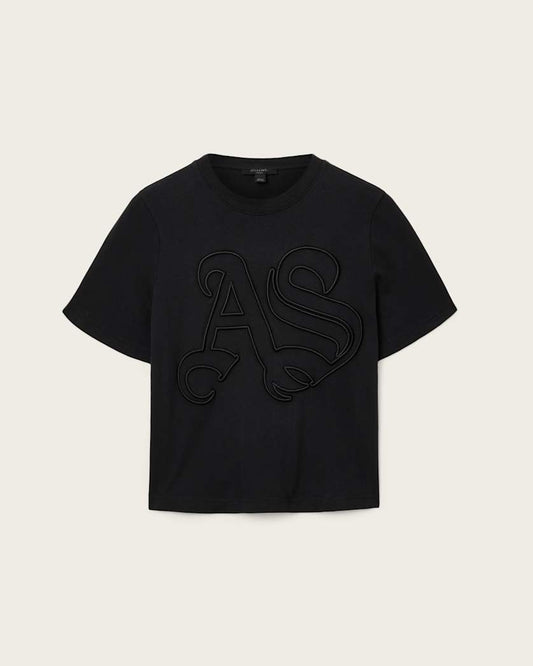 Black טי שירט קצרה לנשים Lisa Embos ALLSAINTS