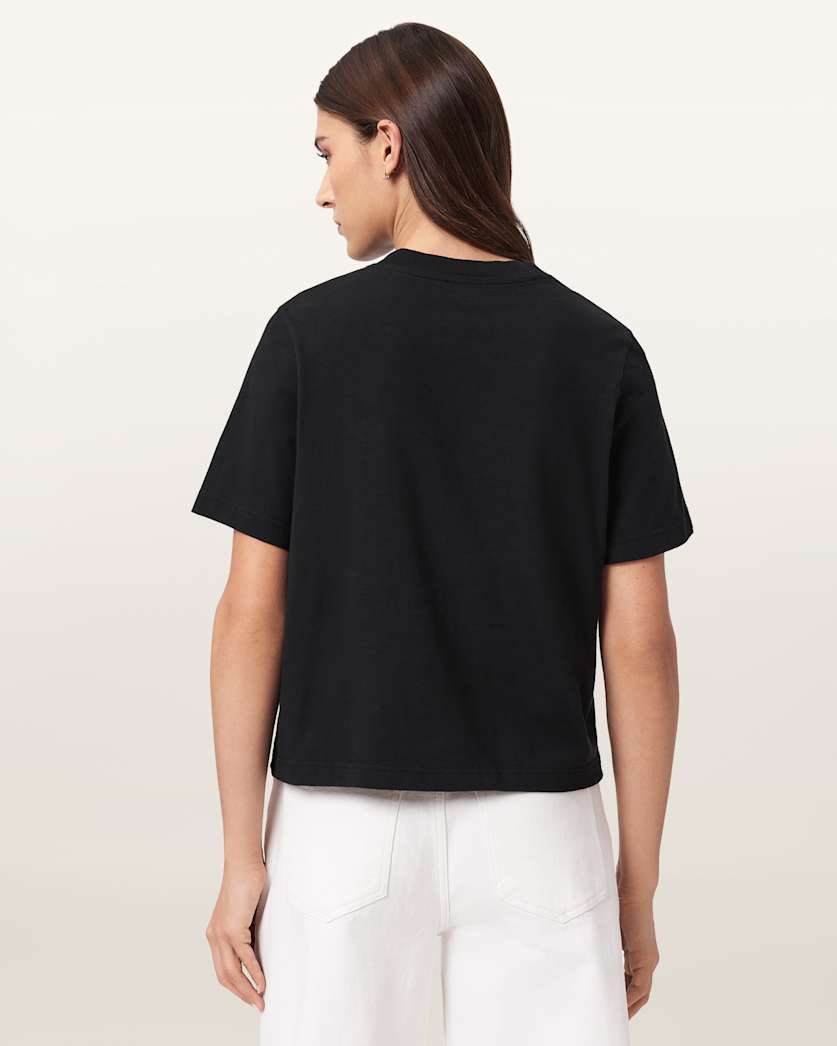 Black טי שירט קצרה לנשים Lisa Embos ALLSAINTS