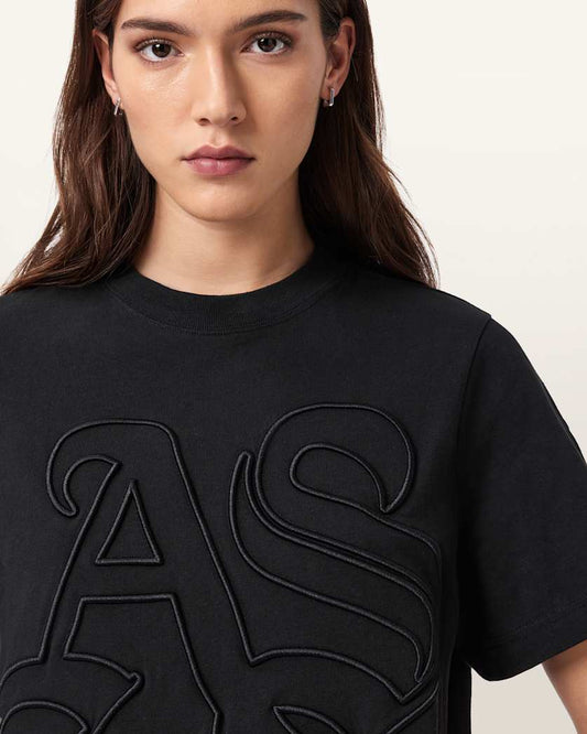 Black טי שירט קצרה לנשים Lisa Embos ALLSAINTS