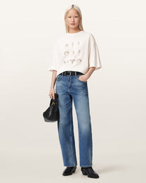 Seashell טי שירט אוברסייז עם עיטורי אבנים לנשים Amelie Stacks ALLSAINTS