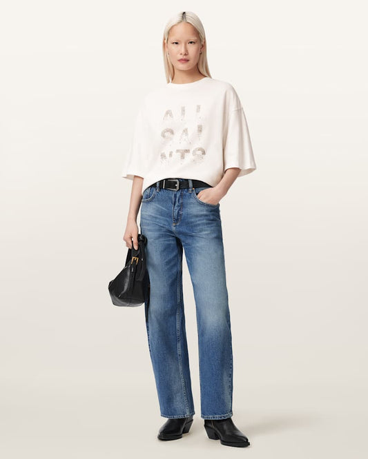 Seashell טי שירט אוברסייז עם עיטורי אבנים לנשים Amelie Stacks ALLSAINTS