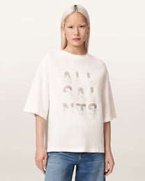 Seashell טי שירט אוברסייז עם עיטורי אבנים לנשים Amelie Stacks ALLSAINTS