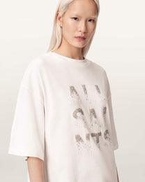 Seashell טי שירט אוברסייז עם עיטורי אבנים לנשים Amelie Stacks ALLSAINTS