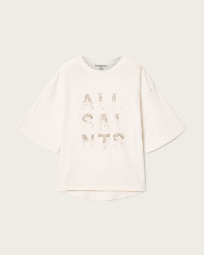 Misty Rose טי שירט אוברסייז עם עיטורי אבנים לנשים Amelie Stacks ALLSAINTS