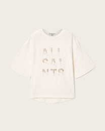 Misty Rose טי שירט אוברסייז עם עיטורי אבנים לנשים Amelie Stacks ALLSAINTS
