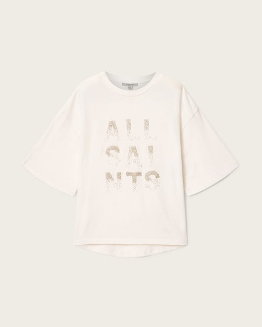 Misty Rose טי שירט אוברסייז עם עיטורי אבנים לנשים Amelie Stacks ALLSAINTS
