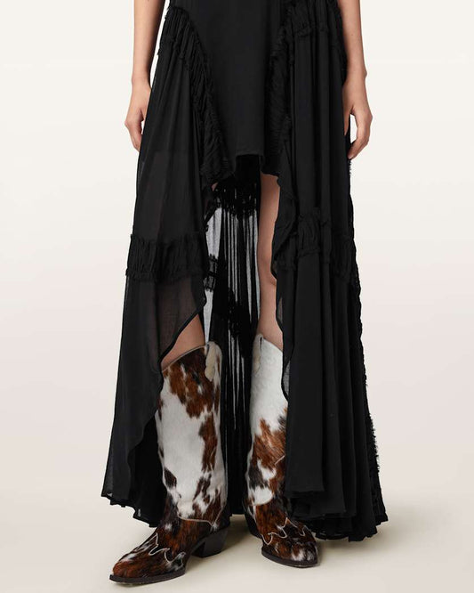 Black שמלת מקסי ללא שרוולים עם כיווצים לנשים Dorina ALLSAINTS