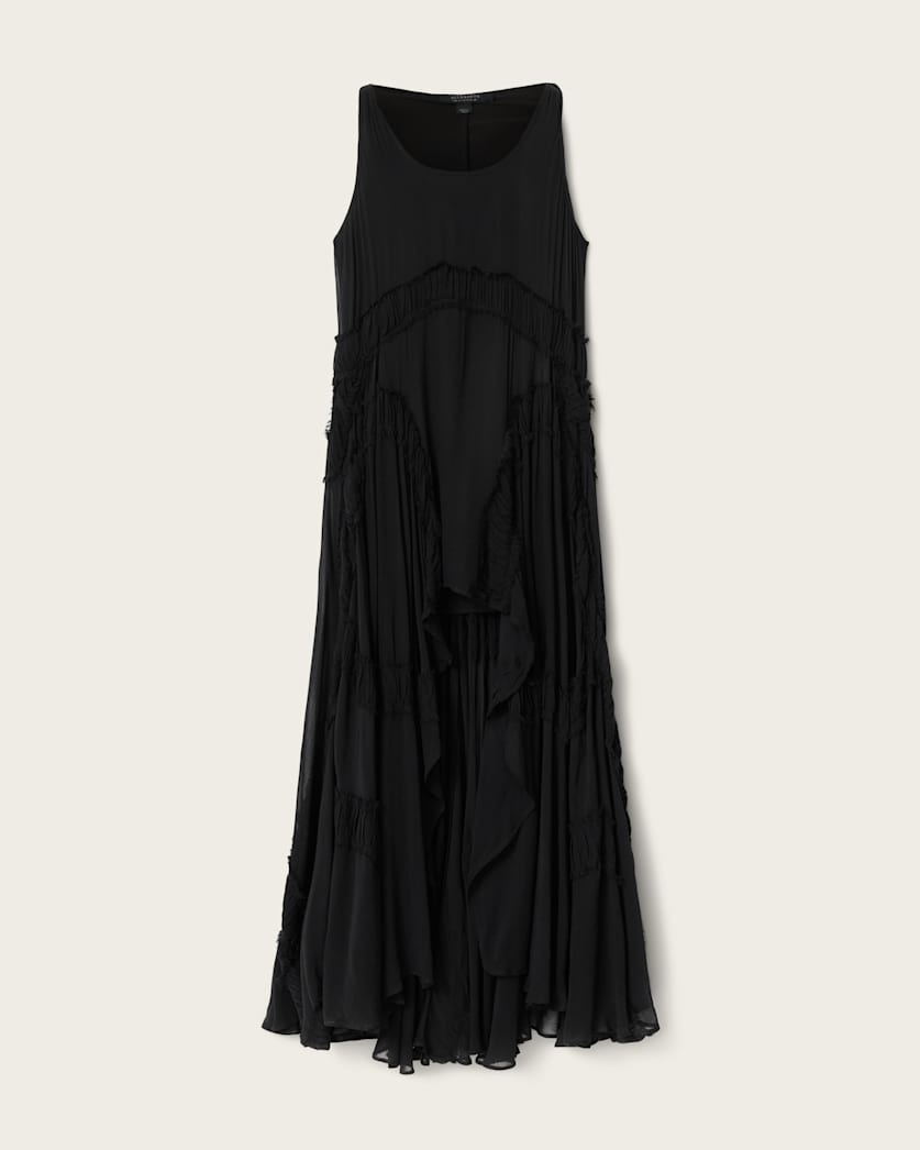 Black שמלת מקסי ללא שרוולים עם כיווצים לנשים Dorina ALLSAINTS