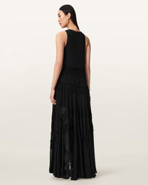 Black שמלת מקסי ללא שרוולים עם כיווצים לנשים Dorina ALLSAINTS