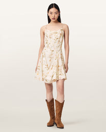 Antique White שמלת מיני לנשים Claire Mini Dress ALLSAINTS