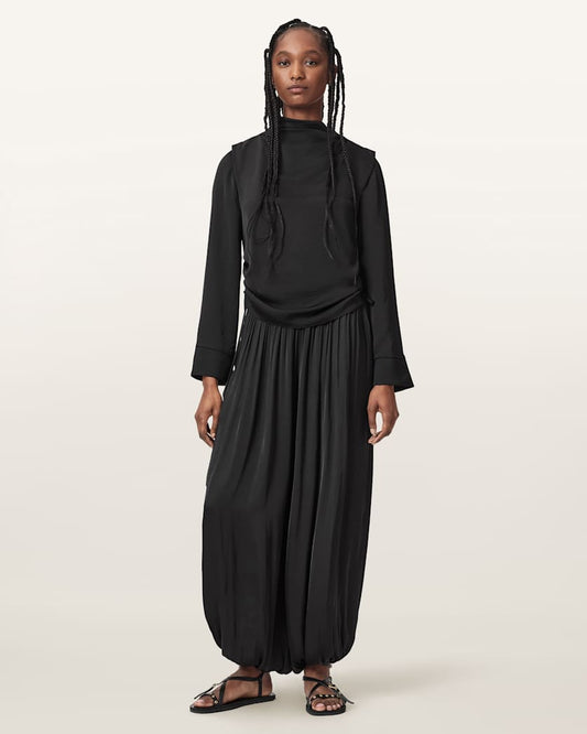Dark Slate Gray טופ צווארון קאול לנשים Leslie ALLSAINTS