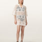 Antique White שמלת מיני סרוגה עם פתחים לנשים Kyra ALLSAINTS