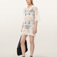 Antique White שמלת מיני סרוגה עם פתחים לנשים Kyra ALLSAINTS