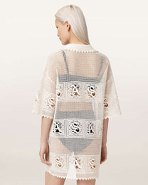 Seashell שמלת מיני סרוגה עם פתחים לנשים Kyra ALLSAINTS