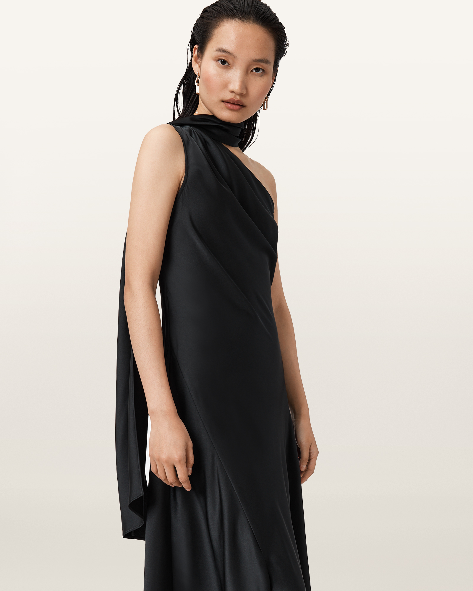 Black שמלת מקסי לנשים Monica ALLSAINTS