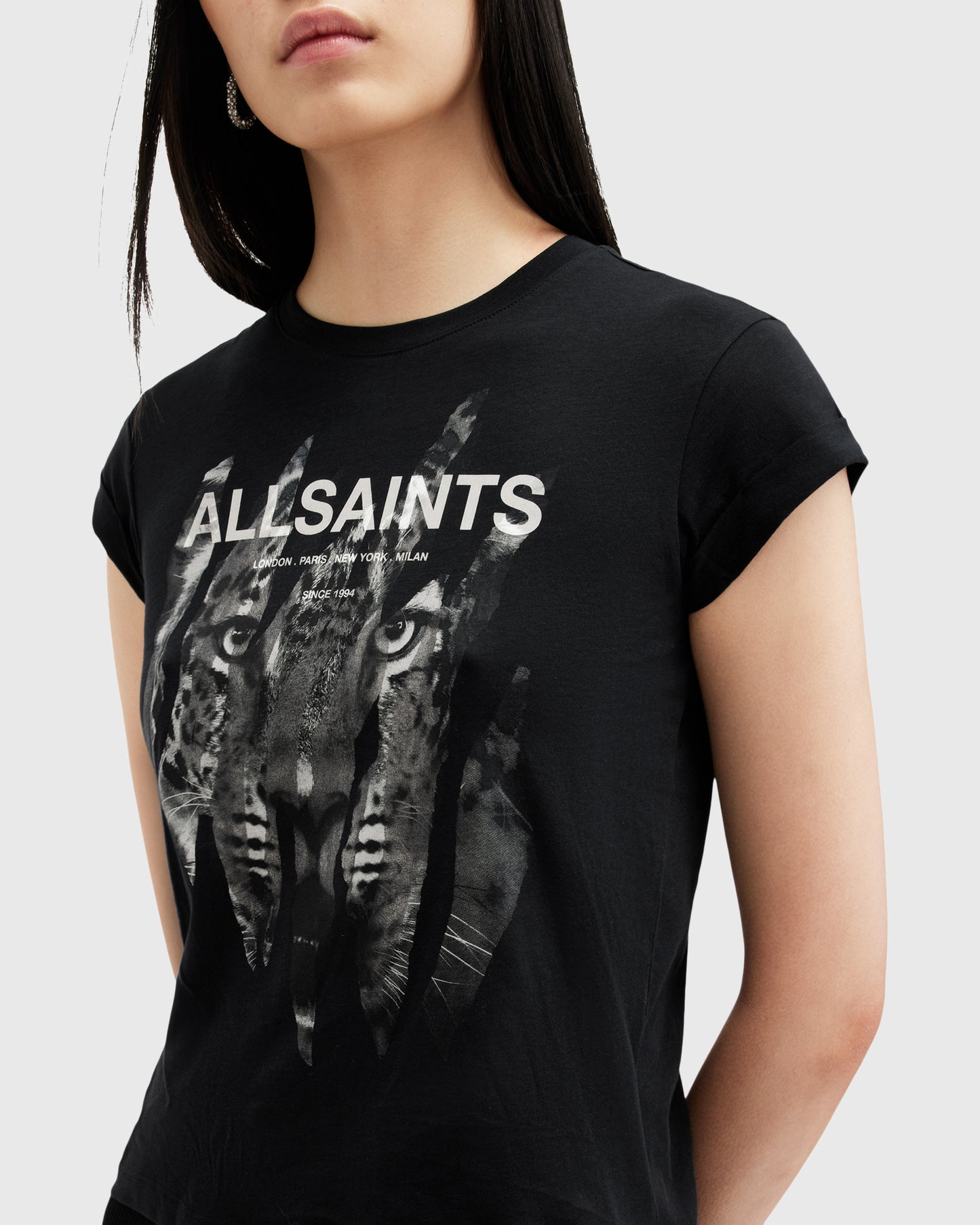 Light Gray טי שירט קצרה לנשים Riproar ALLSAINTS