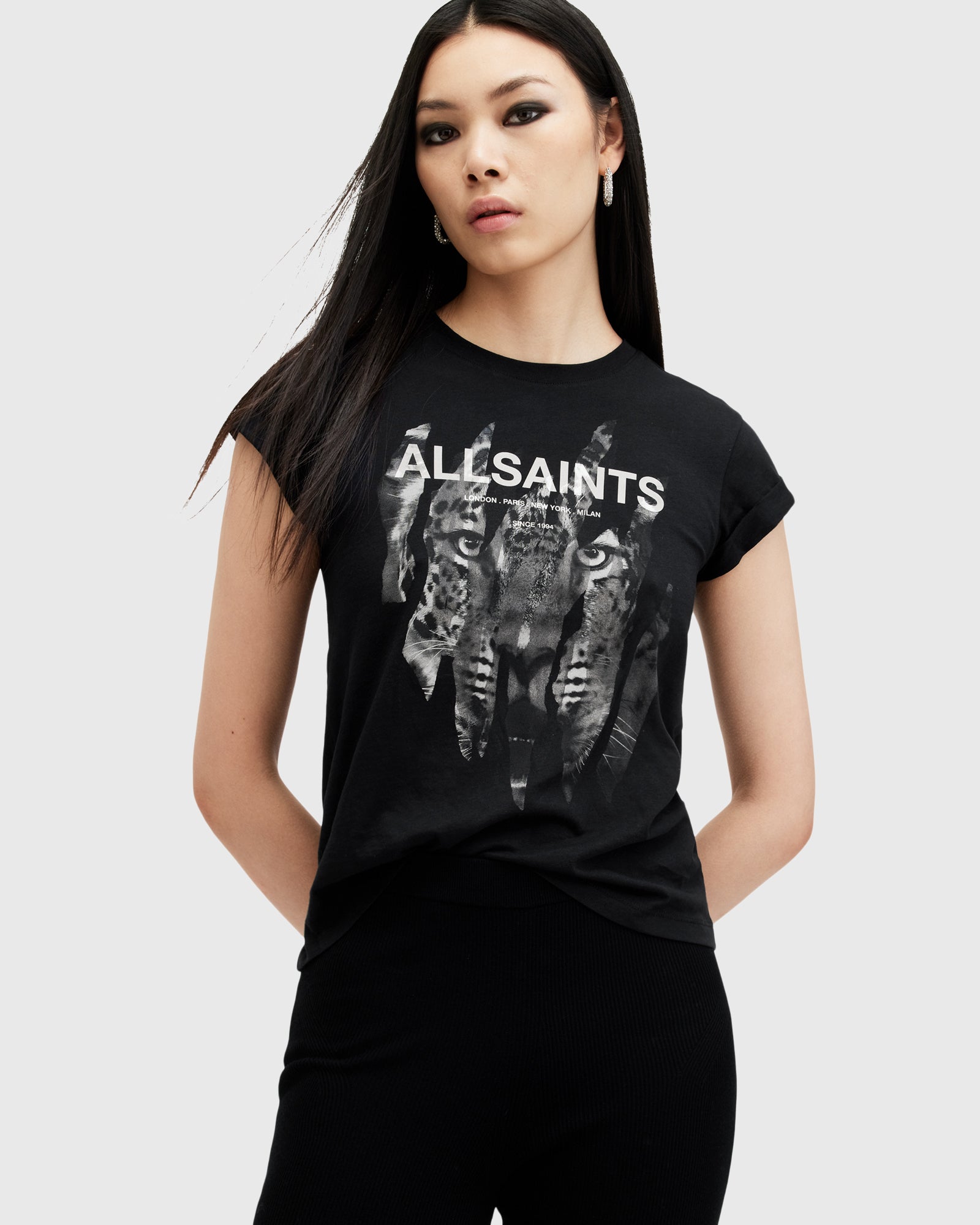 Antique White טי שירט קצרה לנשים Riproar ALLSAINTS