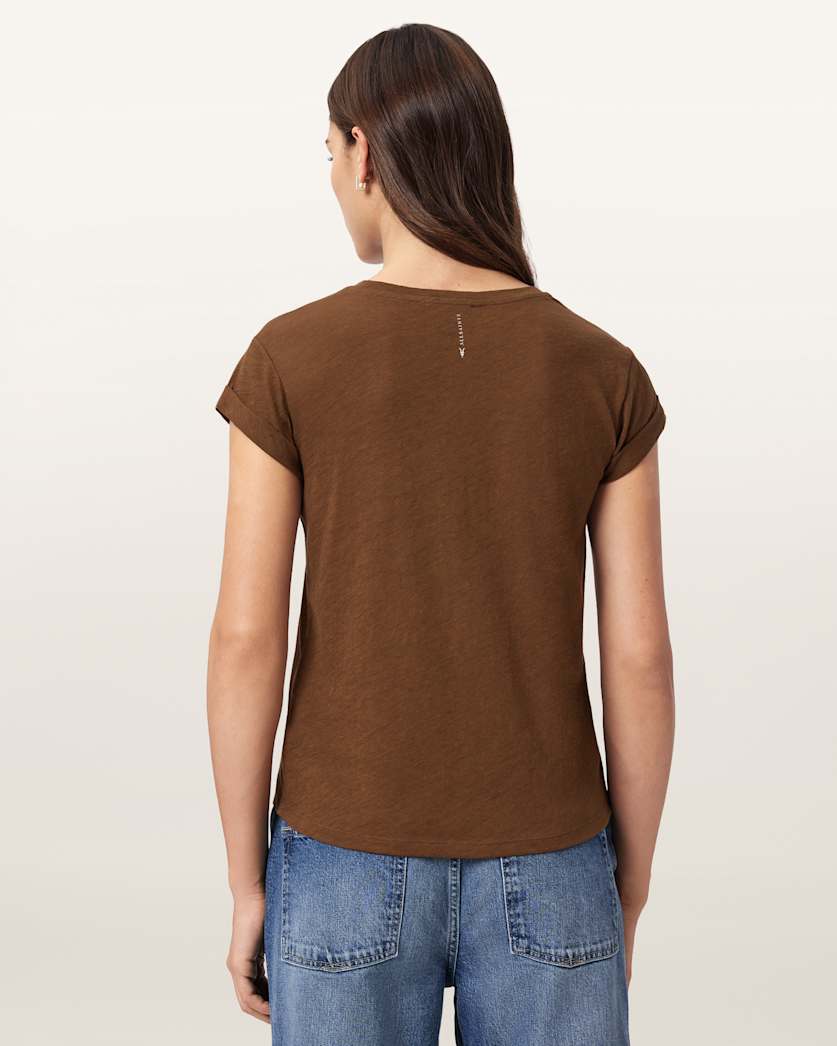 Saddle Brown טי שירט קצרה לנשים Anna ALLSAINTS