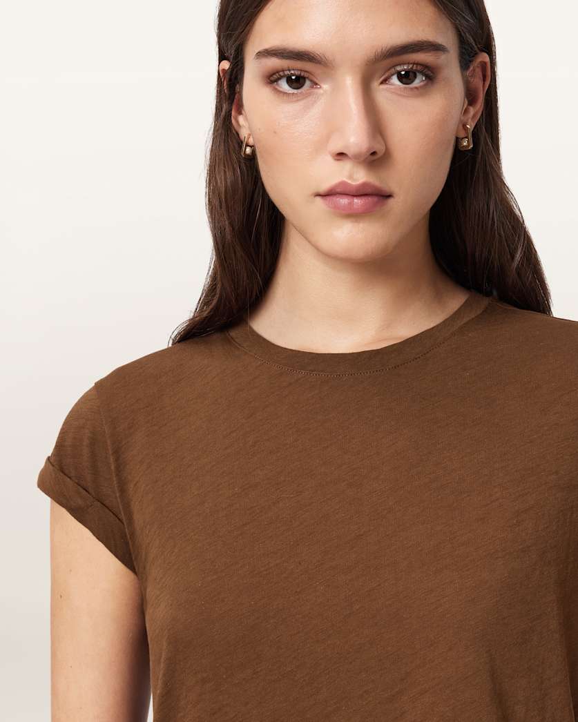 Saddle Brown טי שירט קצרה לנשים Anna ALLSAINTS
