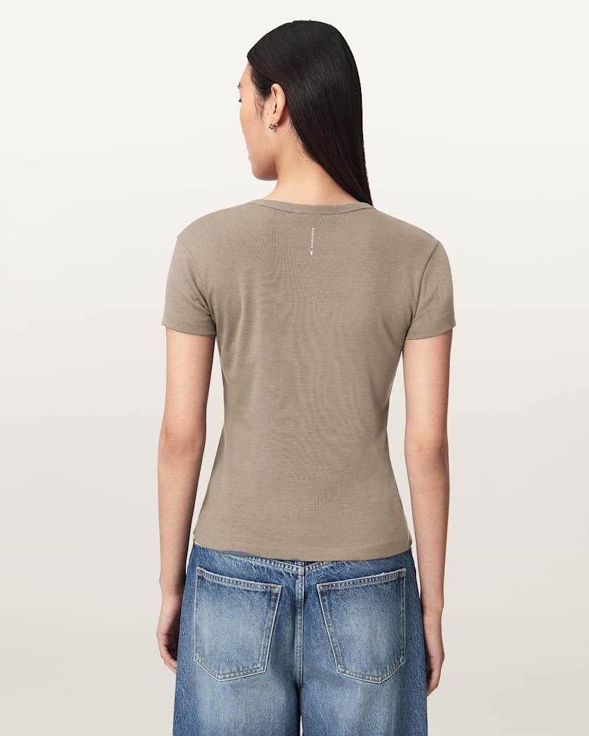 Rosy Brown טי שירט צמודה לנשים Stevie ALLSAINTS