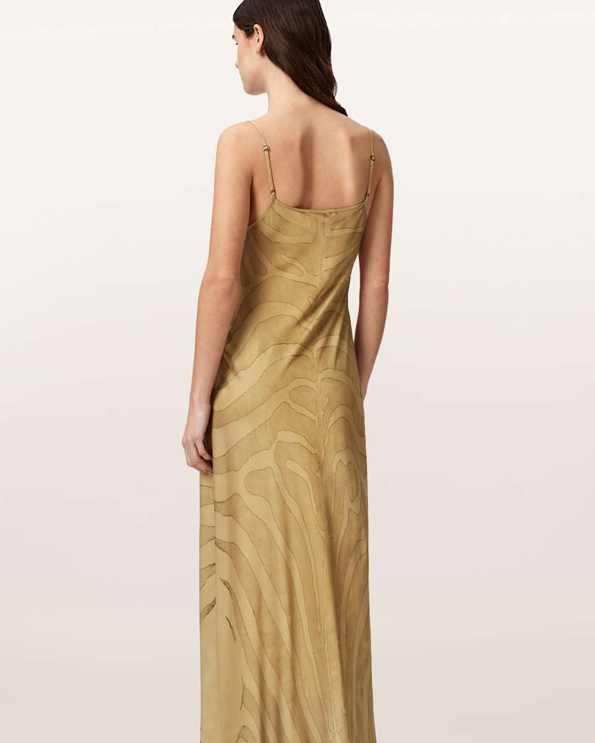 Dark Khaki שמלת סליפ מקסי לנשים Leona ALLSAINTS