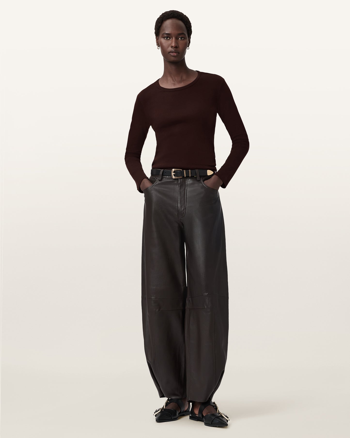 Beige טי שירט ארוכה לנשים Stevie LS ALLSAINTS