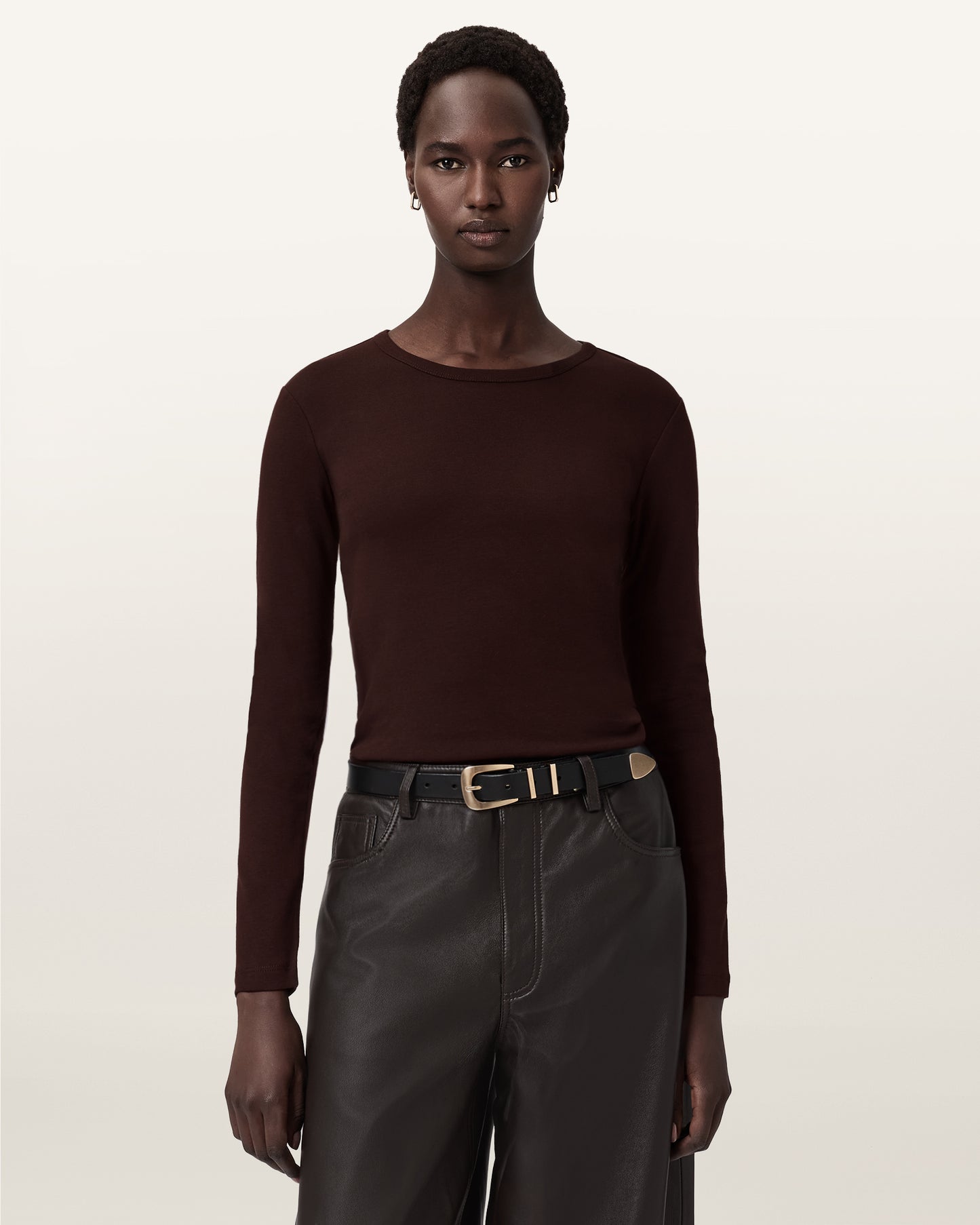 Beige טי שירט ארוכה לנשים Stevie LS ALLSAINTS