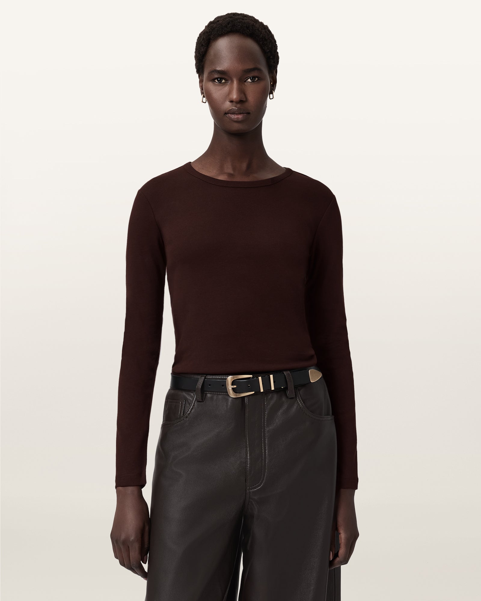 Beige טי שירט ארוכה לנשים Stevie LS ALLSAINTS