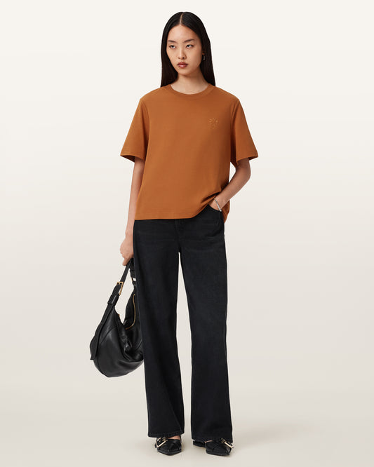 Beige טי שירט קצרה לנשים Lisa Haven ALLSAINTS