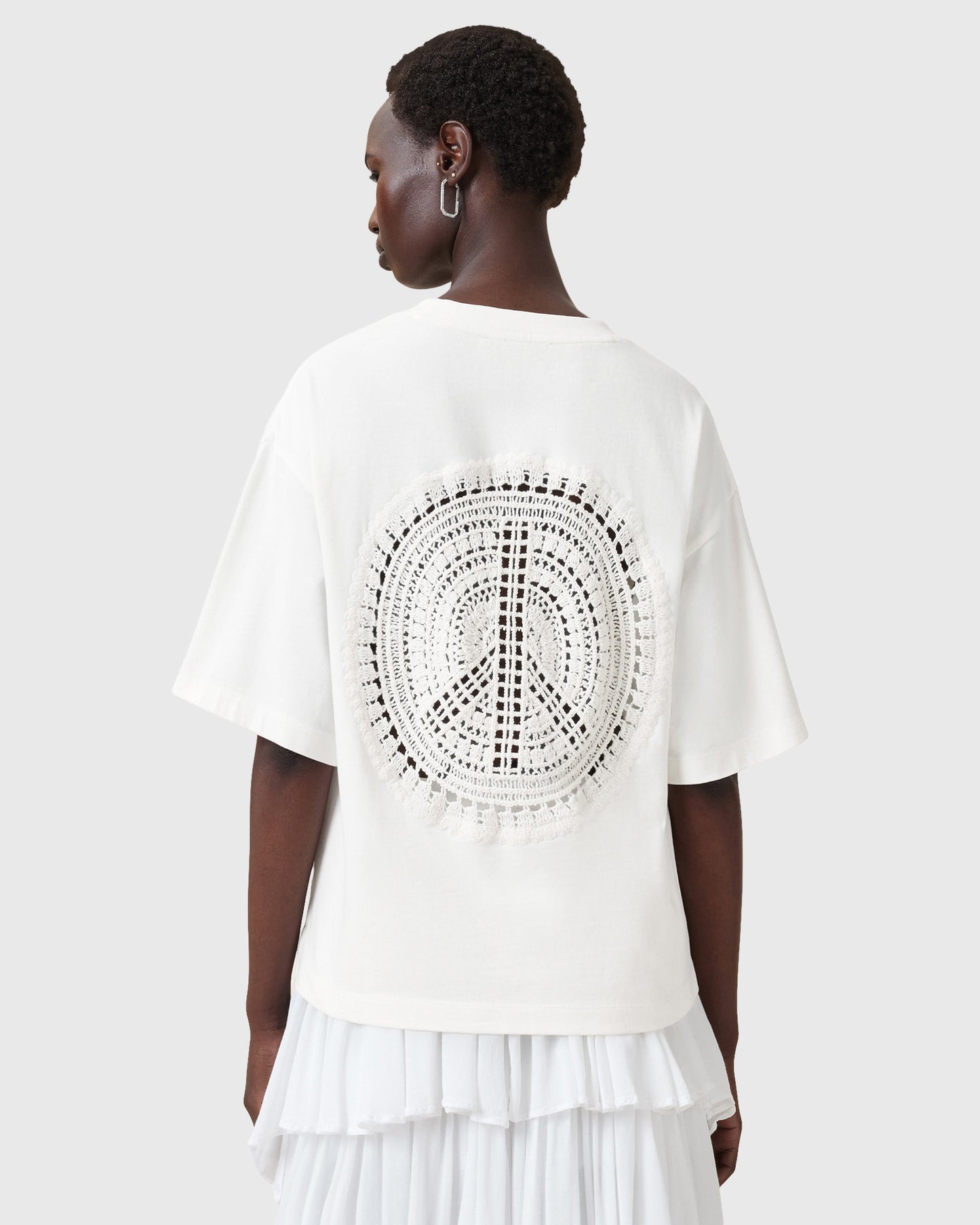 Lavender טי שירט אוברסייז קצרה לנשים Amelie Crochet ALLSAINTS