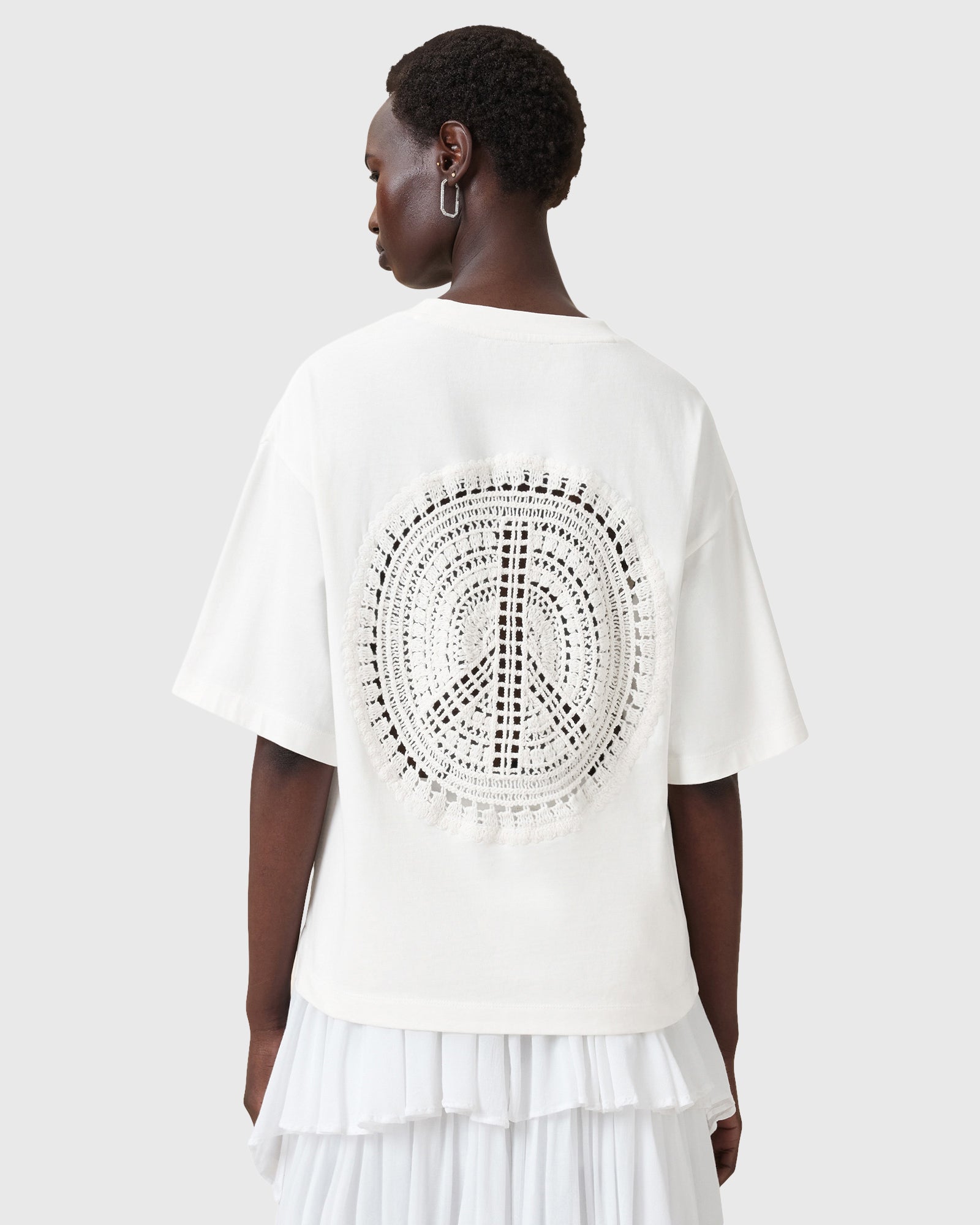 Lavender טי שירט אוברסייז קצרה לנשים Amelie Crochet ALLSAINTS