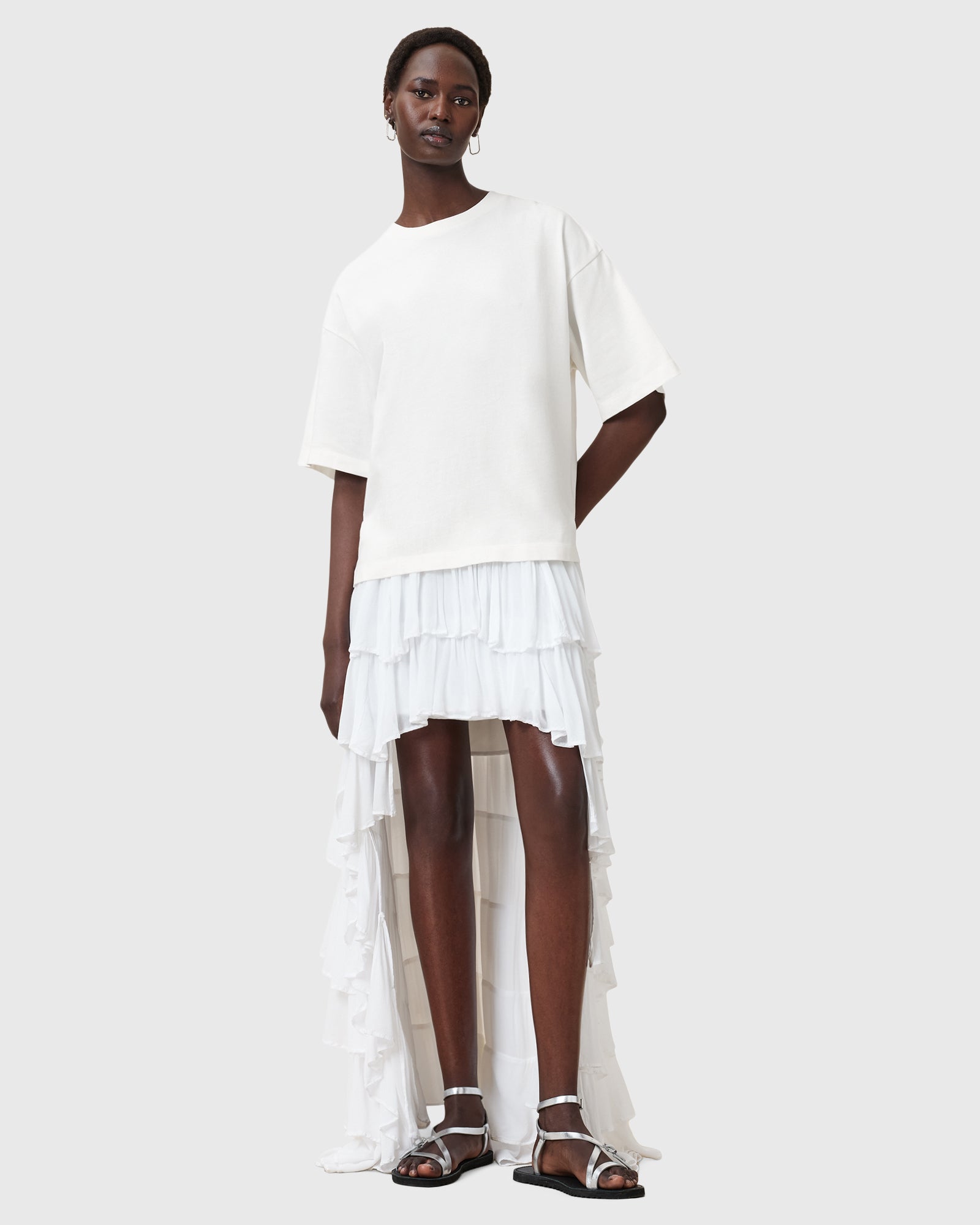 Lavender טי שירט אוברסייז קצרה לנשים Amelie Crochet ALLSAINTS