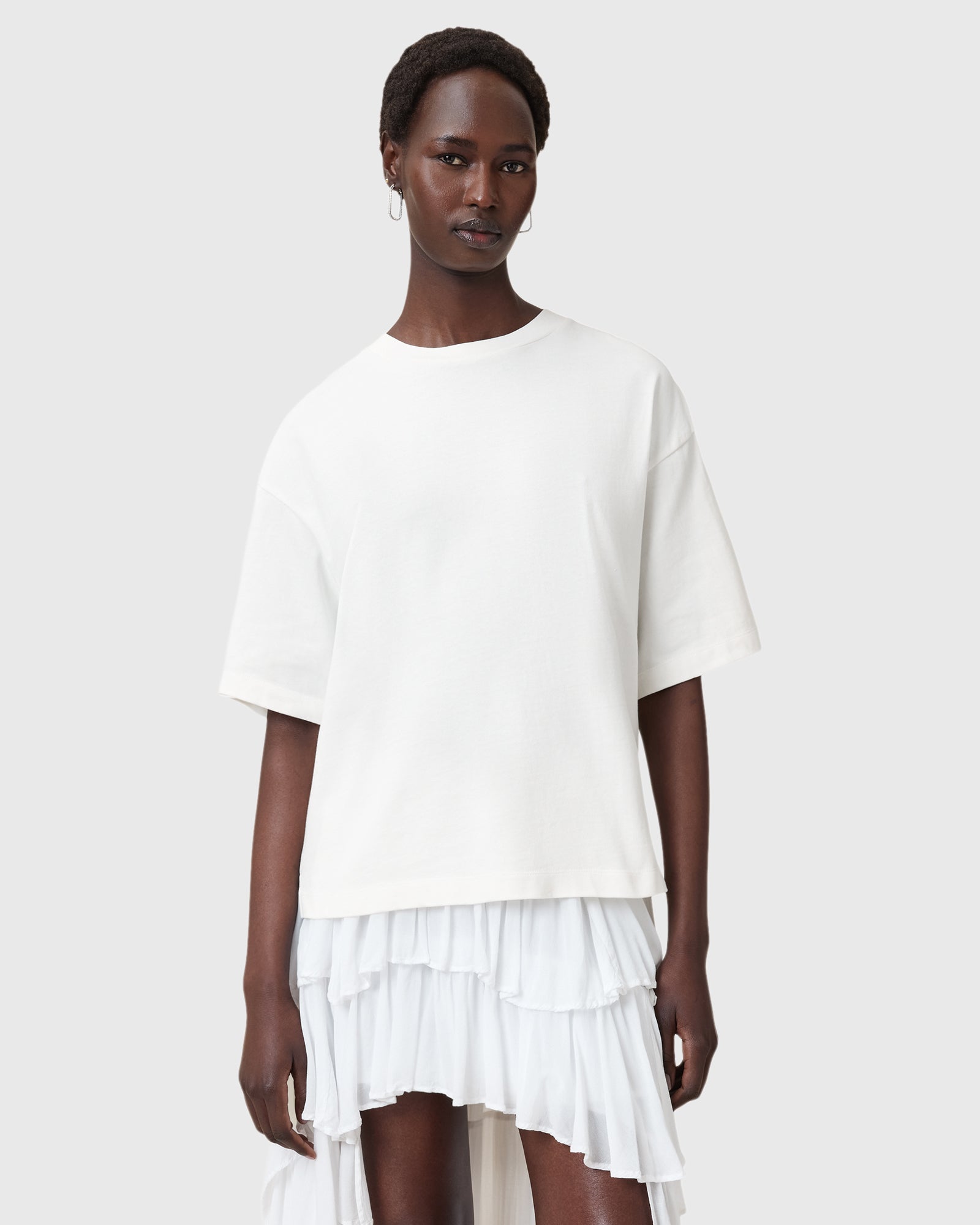 Lavender טי שירט אוברסייז קצרה לנשים Amelie Crochet ALLSAINTS