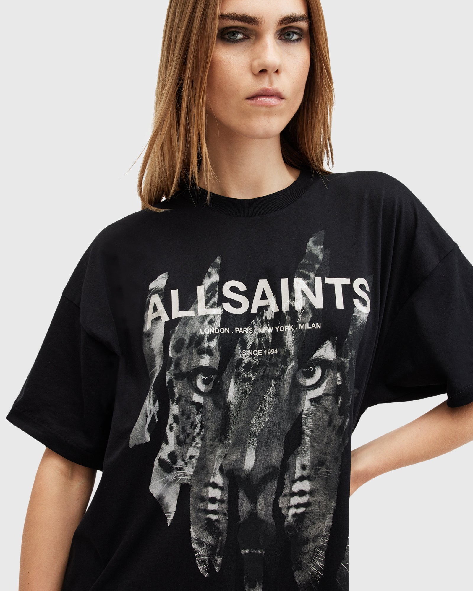 Antique White שמלת טי שירט מיני לנשים Riproar ALLSAINTS