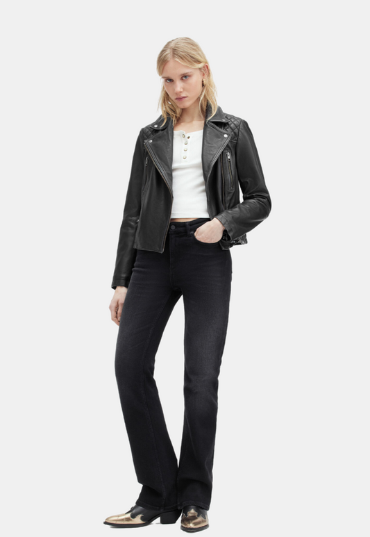 Dark Slate Gray ג'קט עור לנשים Cargo ALLSAINTS