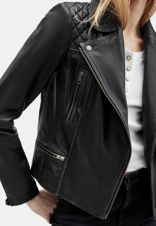 Light Gray ג'קט עור לנשים Cargo ALLSAINTS