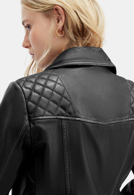 Light Gray ג'קט עור לנשים Cargo ALLSAINTS