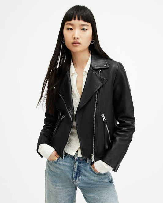 White Smoke ג'קט עור לנשים Biker Jacket ALLSAINTS