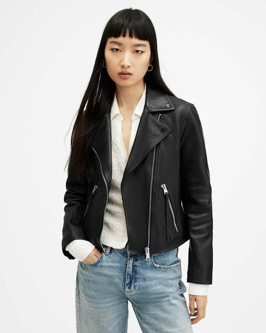 White Smoke ג'קט עור לנשים Biker Jacket ALLSAINTS