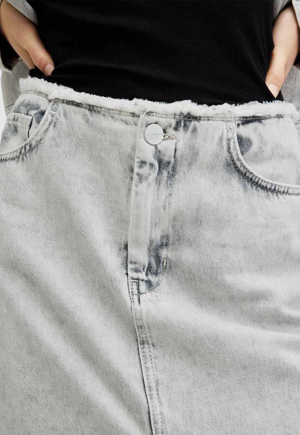Gray חצאית ג'ינס מידי לנשים Honor Frayed ALLSAINTS