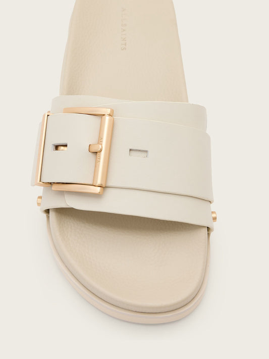Light Gray כפכפי סליידר עור לנשים Ellie Stud ALLSAINTS