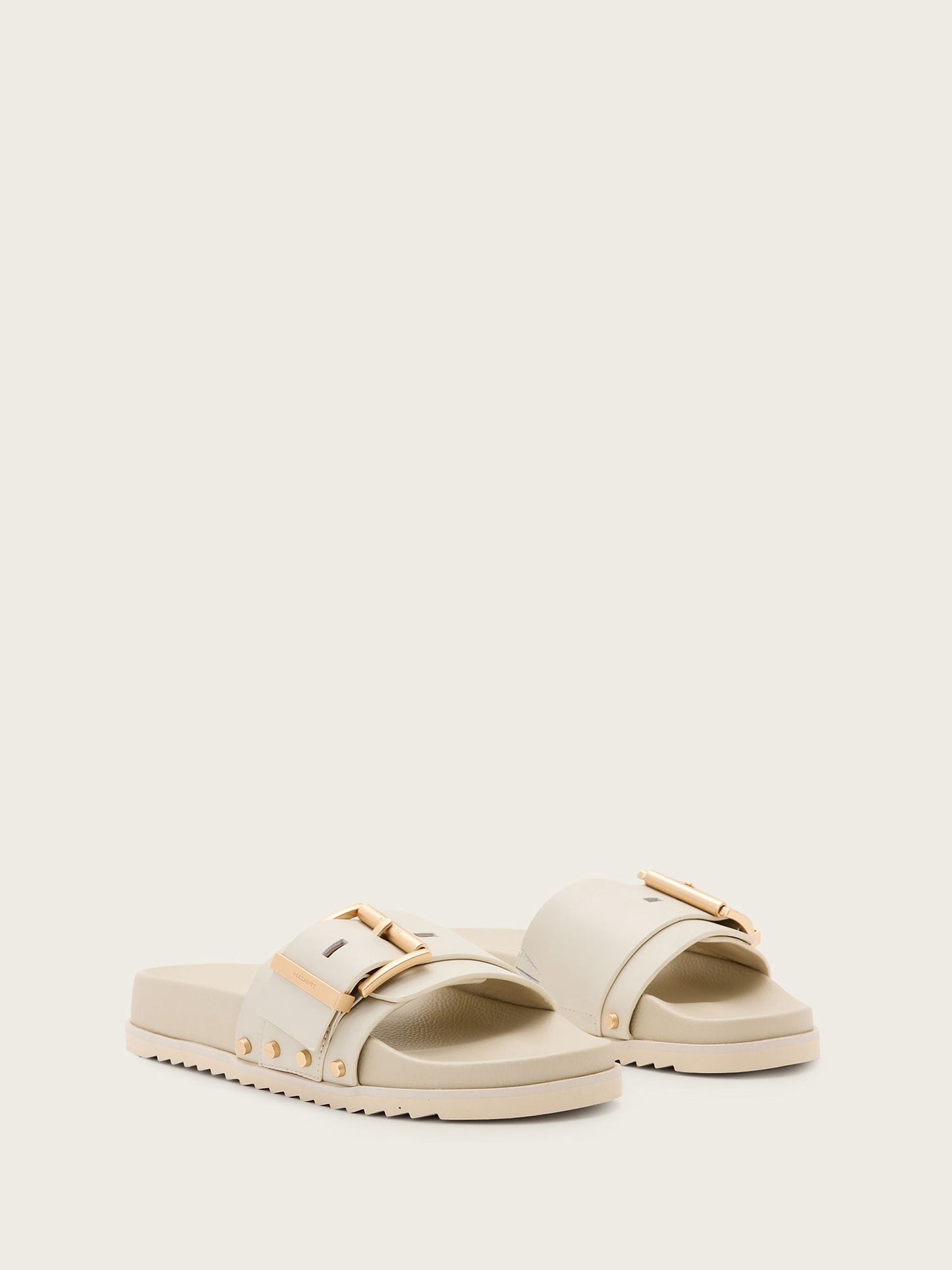 Gray כפכפי סליידר עור לנשים Ellie Stud ALLSAINTS