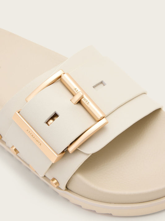 Light Gray כפכפי סליידר עור לנשים Ellie Stud ALLSAINTS