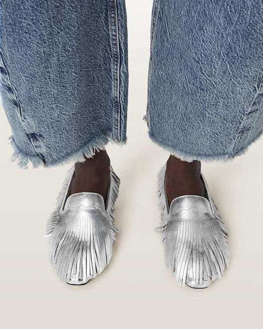 Light Gray נעלי לואפר לנשים Sandy Fringe ALLSAINTS
