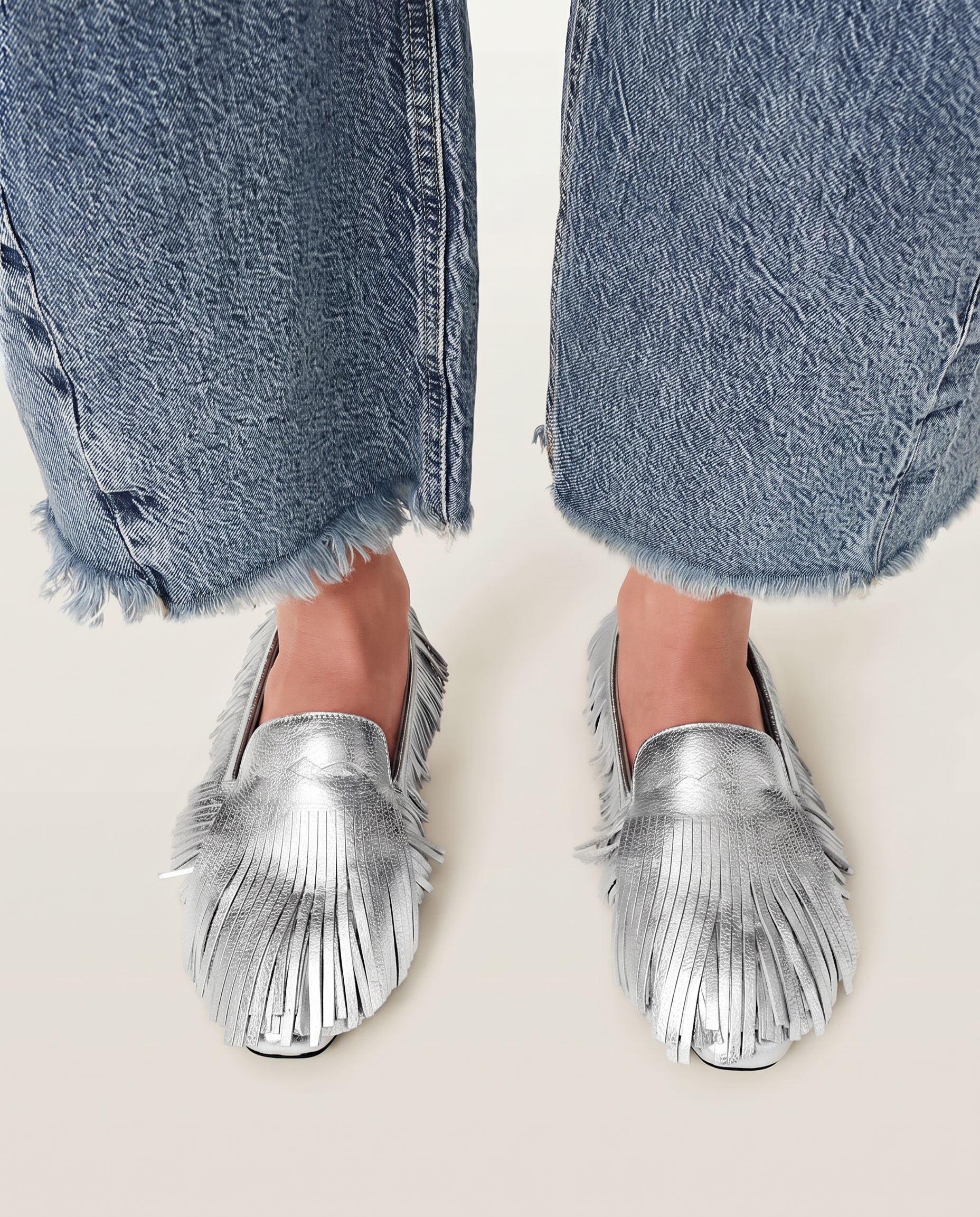 Light Gray נעלי לואפר לנשים Sandy Fringe ALLSAINTS