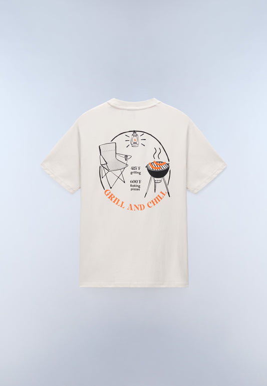 Light Gray טי שירט קצרה לגברים S-Yukis NAPAPIJRI