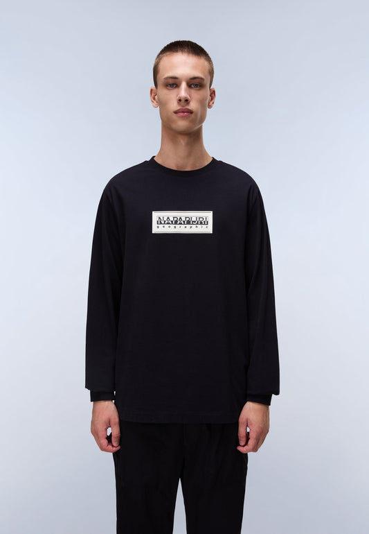 Black טי שירט ארוכה לגברים S-Suze NAPAPIJRI