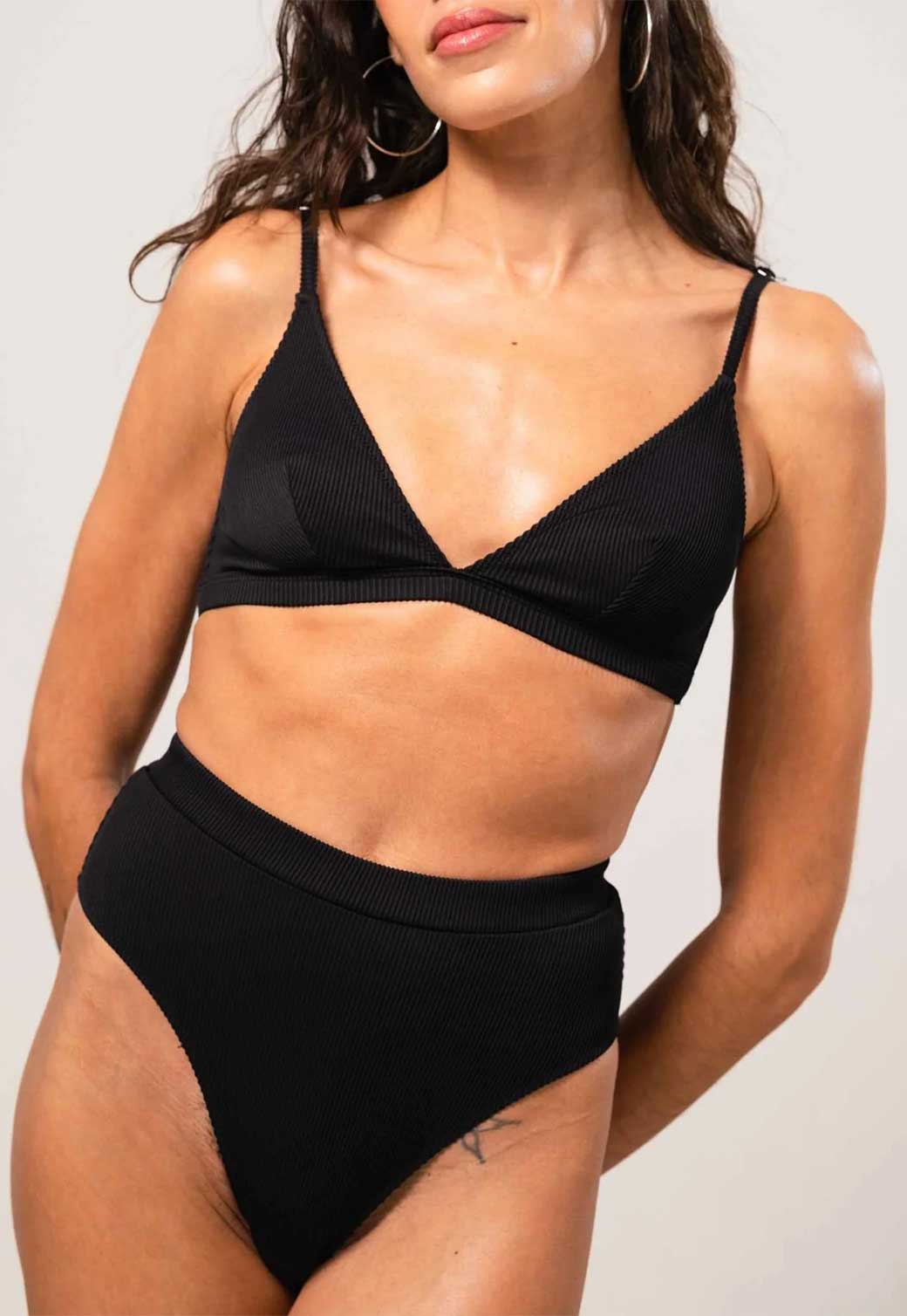 Black תחתוני בגד ים לנשים High Cut Bikini Briefs UNDERSTATEMENT UNDERWEAR
