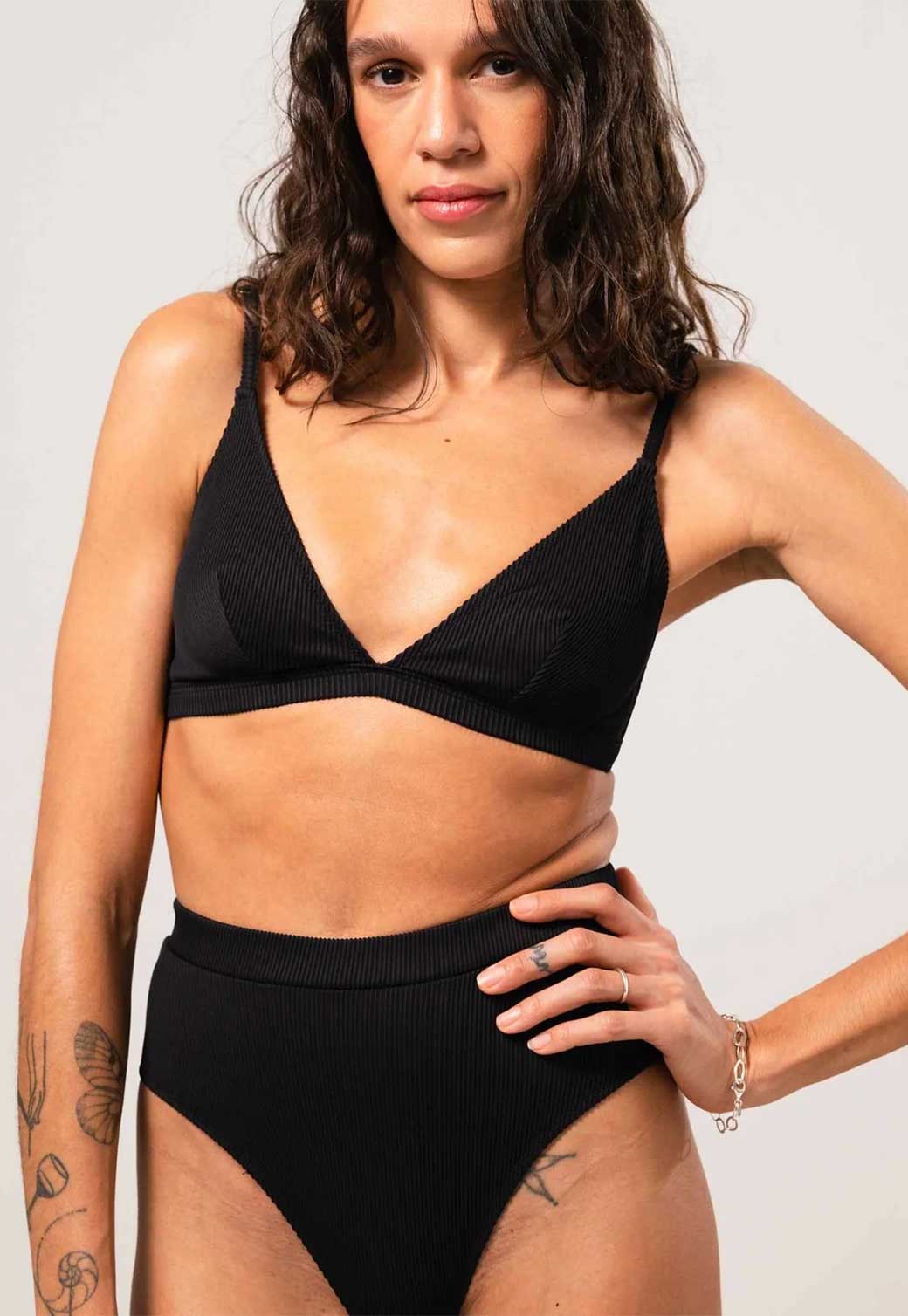 Black תחתוני בגד ים לנשים High Cut Bikini Briefs UNDERSTATEMENT UNDERWEAR