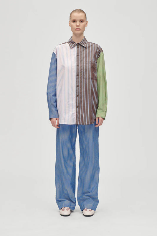 Light Gray מכנסיים ארוכים בהדפס פסים לנשים STINE GOYA